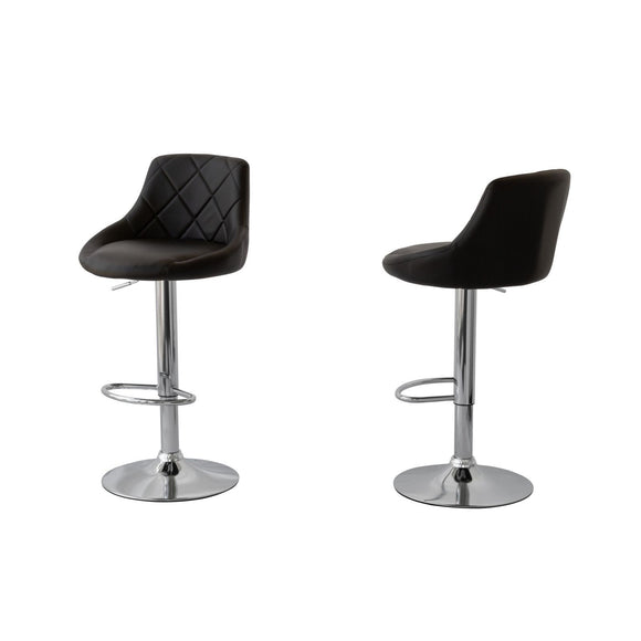 NNEDSZ 2 Diamond Style Padded Leather Barstools (Black) w/ Adjustable Height