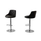 NNEDSZ 2 Diamond Style Padded Leather Barstools (Black) w/ Adjustable Height