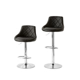 NNEDSZ 2 Diamond Style Padded Leather Barstools (Black) w/ Adjustable Height