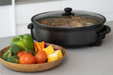 NNEDSZ Non-Stick Electric Fry Pan 38cm Diameter, 240C Max - Dark Grey