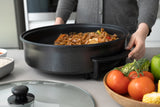 NNEDSZ Non-Stick Electric Fry Pan 38cm Diameter, 240C Max - Dark Grey