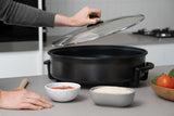 NNEDSZ Non-Stick Electric Fry Pan 38cm Diameter, 240C Max - Dark Grey