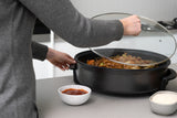 NNEDSZ Non-Stick Electric Fry Pan 38cm Diameter, 240C Max - Dark Grey