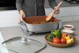 NNEDSZ Copper Electric Fry Pan for Cooking, 9.1L Capacity, Non-Stick