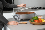 NNEDSZ Copper Electric Fry Pan for Cooking, 9.1L Capacity, Non-Stick