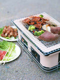 NNEDSZ Portable Hibachi Tabletop Grill Dual Charcoal BBQ Chambers