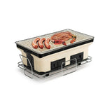 NNEDSZ Portable Hibachi Tabletop Grill Dual Charcoal BBQ Chambers