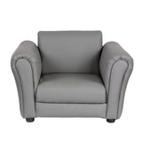 NNEDSZ Kids Grey Couch Sofa Chair w/ Footstool in PU Leather
