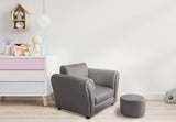 NNEDSZ Kids Grey Couch Sofa Chair w/ Footstool in PU Leather