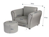 NNEDSZ Kids Grey Couch Sofa Chair w/ Footstool in PU Leather