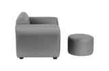 NNEDSZ Kids Grey Couch Sofa Chair w/ Footstool in PU Leather