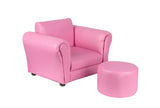 NNEDSZ Kids Pink Couch Sofa Chair w/ Footstool in PU Leather