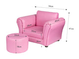 NNEDSZ Kids Pink Couch Sofa Chair w/ Footstool in PU Leather