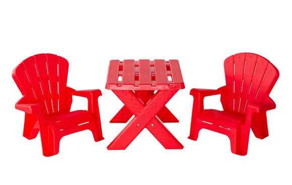 NNEDSZ Kids Durable Table and Two Child-sized Chairs Set - Red