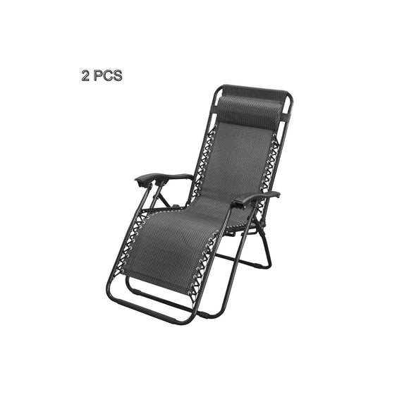 NNEDSZ 2 Pcs Zero Gravity Folding Reclining Chair (Black)
