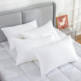 NNEDSZ 100 Percent Cotton Pillow Cover with 800g Poly Fill,  Hypoallergenic, Antibacterial, and Cooling Technology  4 PK