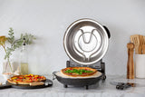 NNEDSZ 12-inch Pizza Oven with Thermal Control, Timer, Viewing Window, and Removable Stone - Black