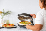 NNEDSZ 12-inch Pizza Oven with Thermal Control, Timer, Viewing Window, and Removable Stone - Black