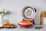 NNEDSZ 12-inch Pizza Oven with Thermal Control, Timer, Viewing Window, and Removable Stone - Red