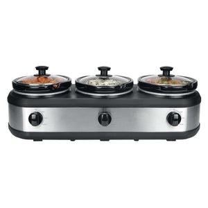 NNEDSZ 3-Pot Slow Cooker w/ 2.5L Capacity Each, 405W, 3 Warming Settings