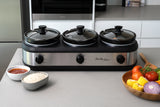 NNEDSZ 3-Pot Slow Cooker w/ 2.5L Capacity Each, 405W, 3 Warming Settings