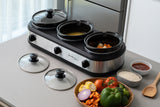 NNEDSZ 3-Pot Slow Cooker w/ 2.5L Capacity Each, 405W, 3 Warming Settings