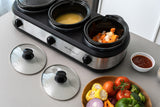 NNEDSZ 3-Pot Slow Cooker w/ 2.5L Capacity Each, 405W, 3 Warming Settings