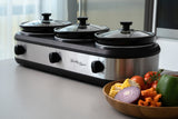 NNEDSZ 3-Pot Slow Cooker w/ 2.5L Capacity Each, 405W, 3 Warming Settings