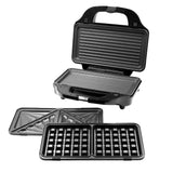NNEDSZ Sandwich Press w/ 3 Interchangeable Plates Incl Toasties & Waffles