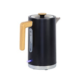 NNEDSZ 1.7L Kitchen Kettle and 2-Slice Bread Toaster Set in Black with Wood Accents