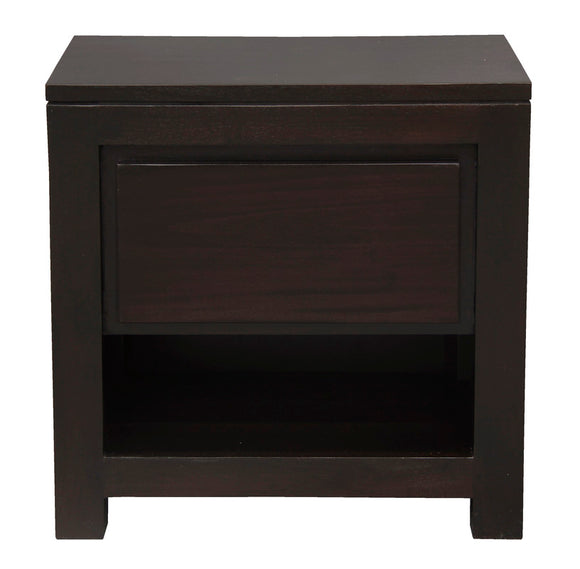 NNEDSZ Amsterdam Solid Mahogany Timber 1 Drawer Bedside Table (Chocolate)