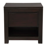 NNEDSZ Amsterdam Solid Mahogany Timber 1 Drawer Bedside Table (Chocolate)