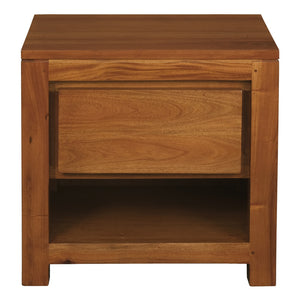 NNEDSZ Amsterdam Solid Mahogany Timber 1 Drawer Bedside Table (Light Pecan)