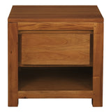 NNEDSZ Amsterdam Solid Mahogany Timber 1 Drawer Bedside Table (Light Pecan)