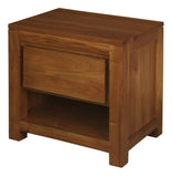 NNEDSZ Amsterdam Solid Mahogany Timber 1 Drawer Bedside Table (Light Pecan)