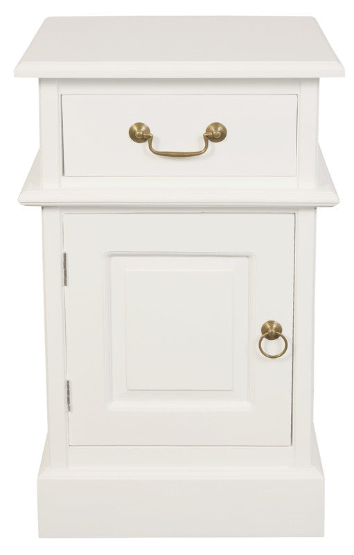 NNEDSZ Tasmania 1 Solid Door 1 Drawer Bedside (White)