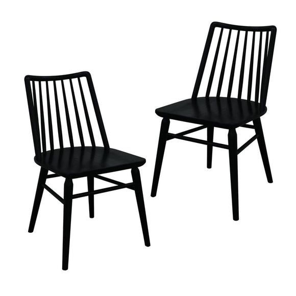 NNEDSZ Riviera Solid Oak Dining Chair - Set of 2 (Black)