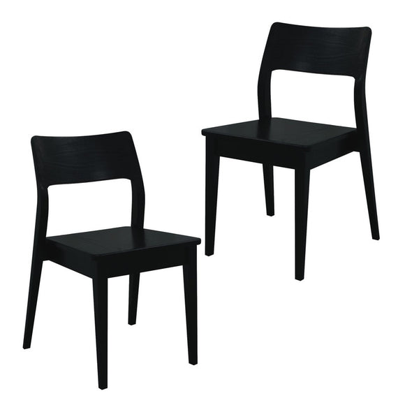 NNEDSZ Providence Solid Oak Dining Chair - Set of 2 (Black)