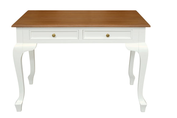 NNEDSZ Queen Anne 2 Drawer Desk (White Caramel)