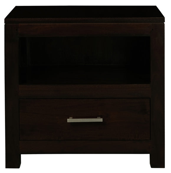 NNEDSZ Paris 1 Drawer Solid Mahogany Timber Lamp Table (Chocolate)