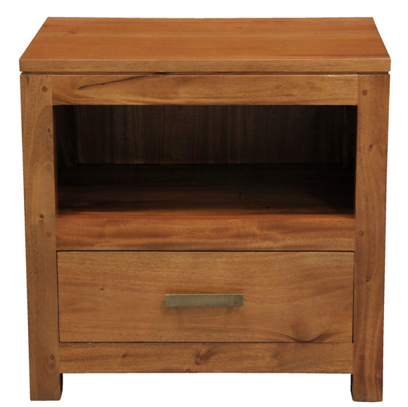 NNEDSZ Paris 1 Drawer Solid Mahogany Timber Lamp Table (Light Pecan)