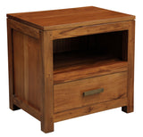 NNEDSZ Paris 1 Drawer Solid Mahogany Timber Lamp Table (Light Pecan)