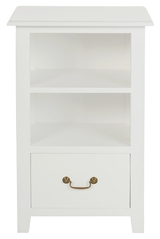 NNEDSZ 1 Drawer Solid Mahogany Timber Lamp Table (White)