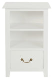 NNEDSZ 1 Drawer Solid Mahogany Timber Lamp Table (White)