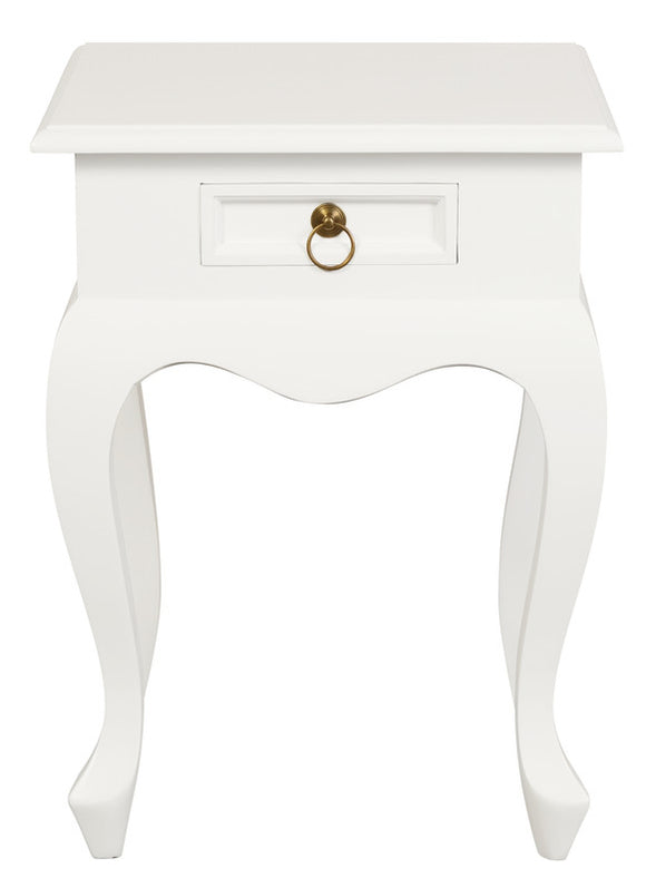 NNEDSZ Queen Anne 1 Drawer Lamp Table (White)