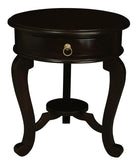 NNEDSZ Round Cabriole Leg 1 Drawer Lamp Table (Chocolate)