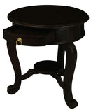 NNEDSZ Round Cabriole Leg 1 Drawer Lamp Table (Chocolate)