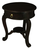 NNEDSZ Round Cabriole Leg 1 Drawer Lamp Table (Chocolate)