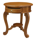NNEDSZ Round Cabriole Leg 1 Drawer Lamp Table (Light Pecan)