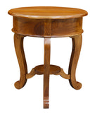 NNEDSZ Round Cabriole Leg 1 Drawer Lamp Table (Light Pecan)